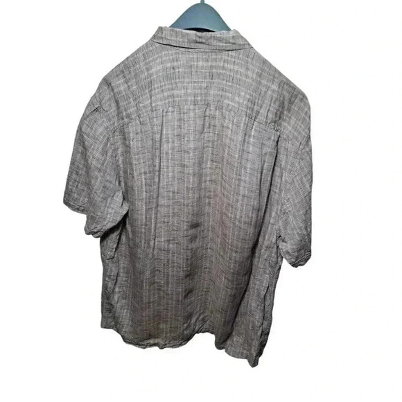 Men's Tommy Bahama 100% Linen Brown Short Sleeve Button Down Shirt- Size 2XL - Picture 4 of 11